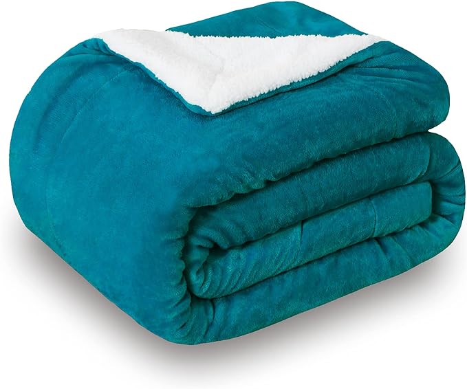 SOCHOW Sherpa Fleece Throw Blanket, Double-Sided Super Soft Luxurious Plush Blanket Throw Size, Teal Green, 50x60 inches