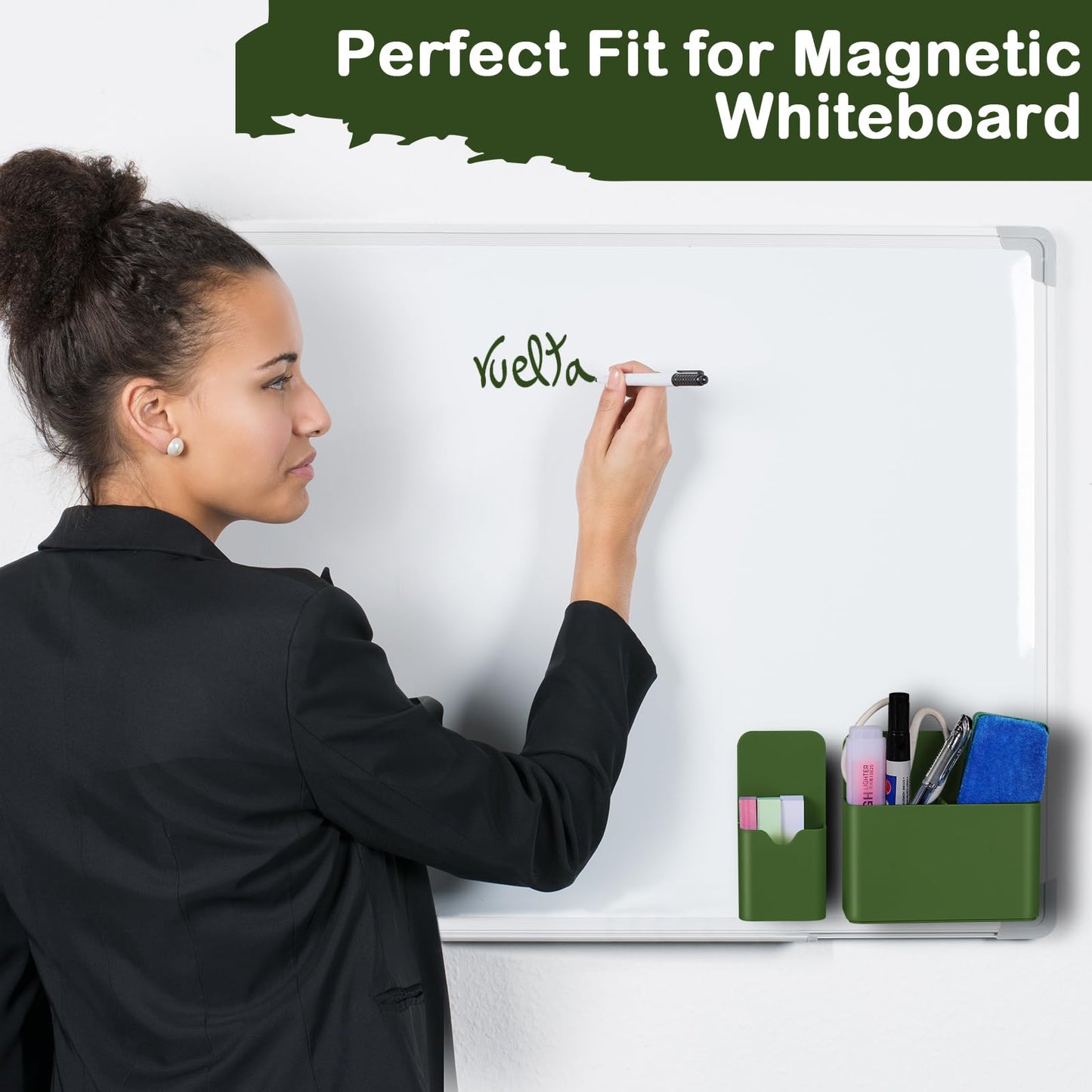KITANIS Magnetic Pen Holder,2 Pack Magnetic Dry Erase Marker Holder with Generous Compartments,Strong Magnet Storage Marker Pen Pencil Organizer for Refrigerator,Whiteboard,Locker Accessories