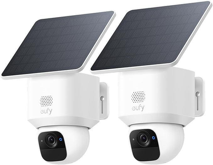 eufy Security SoloCam E30, 2 Pack, Security Cameras Wireless Outdoor, Solar Camera Outdoor Wireless, 360° Pan, AI Tracking, 2K Clarity, No Monthly Fee