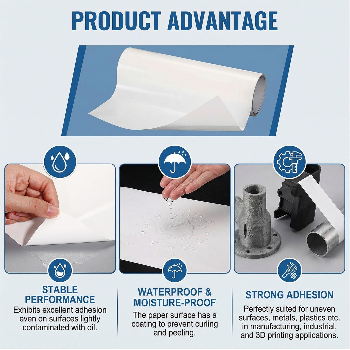 Eaasty 1 Roll 12" Width x 20 ft Length 468 Double Sided Adhesive Transfer Tape Sheet Roll for Bonding and Laminating