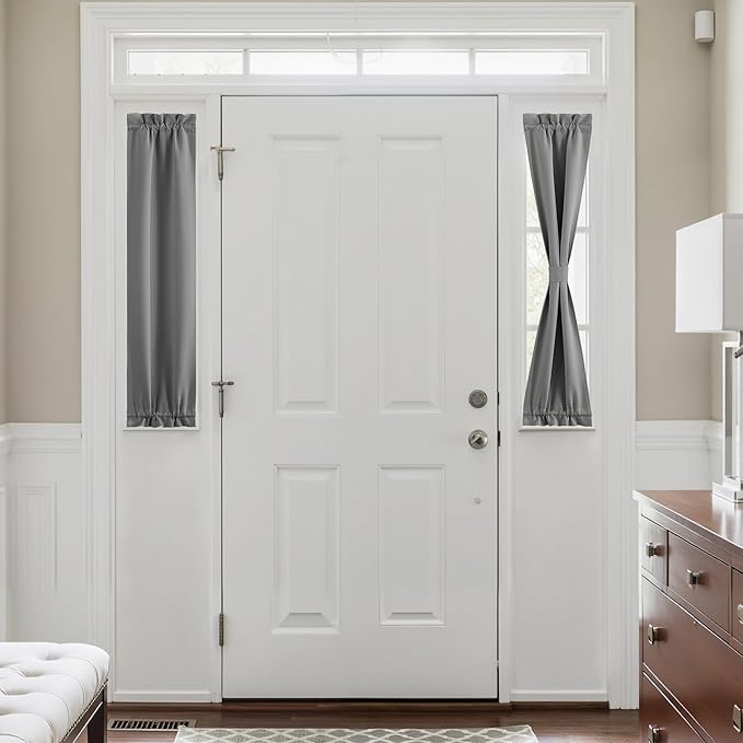 NICETOWN Blackout Side Door Curtains, Front Door Curtains for Small Window, Privacy Shades for Sidelight, Thermal Insulated Window Covering, Silver Grey, 1 Panel, W12 X L40 Inches Long