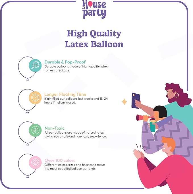 HOUSE OF PARTY Pastel Purple Balloons - Lavender Balloons 5/12/18 Inch, Light Purple Lilac Balloon Garland Kit for Graduation, Birthday, Baby Shower & Wedding Party Decorations