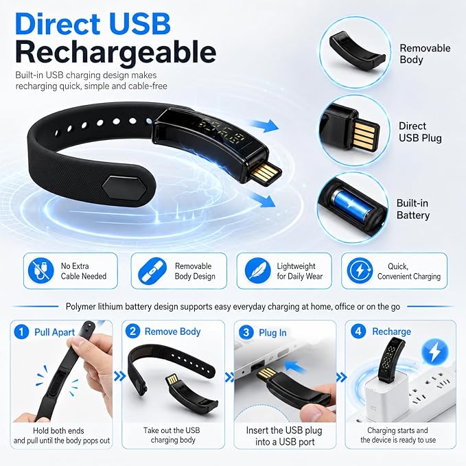 Vibrating Alarm Wristband Clock Smart Watch Bracelets for Mens Digital Heavy Sleepers Fit Wrist Womens Tracker Vibro Vibration Silent Small Distance Teens Shock Despertador Band Alert