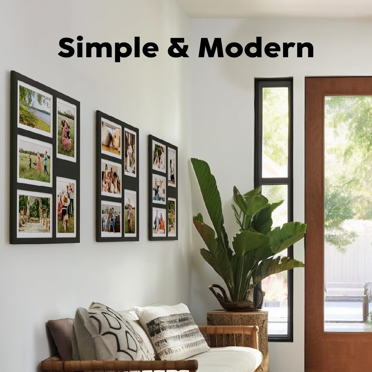 Great Lakes Memories GLM 4x6 or 5x7 Collage Picture Frames for Wall, Holds 5 Photos with Glass & Mat, 5x7 Picture Frame, Picture Frames Collage Wall Decor (Modern Black)
