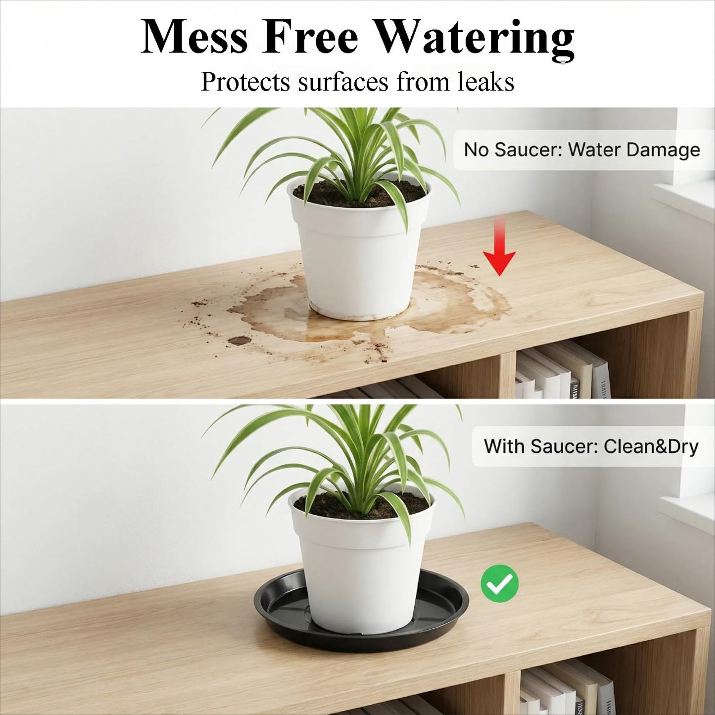 Tulpeed 30 Pack Plant Saucer 8 Inches Plant Trays for Pots Plastic Round Drip Trays Flower Pot Saucers Black Planter Water Tray Plant Drainage Tray, Black