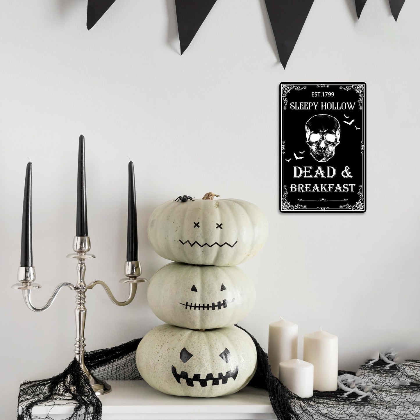 Dead And Breakfast Tin Sign Halloween Metal Signs Autumn Wall Decor Witch Ghost Pumpkin Decor Signs For Home Kitchen Cafe 8x12 Inch