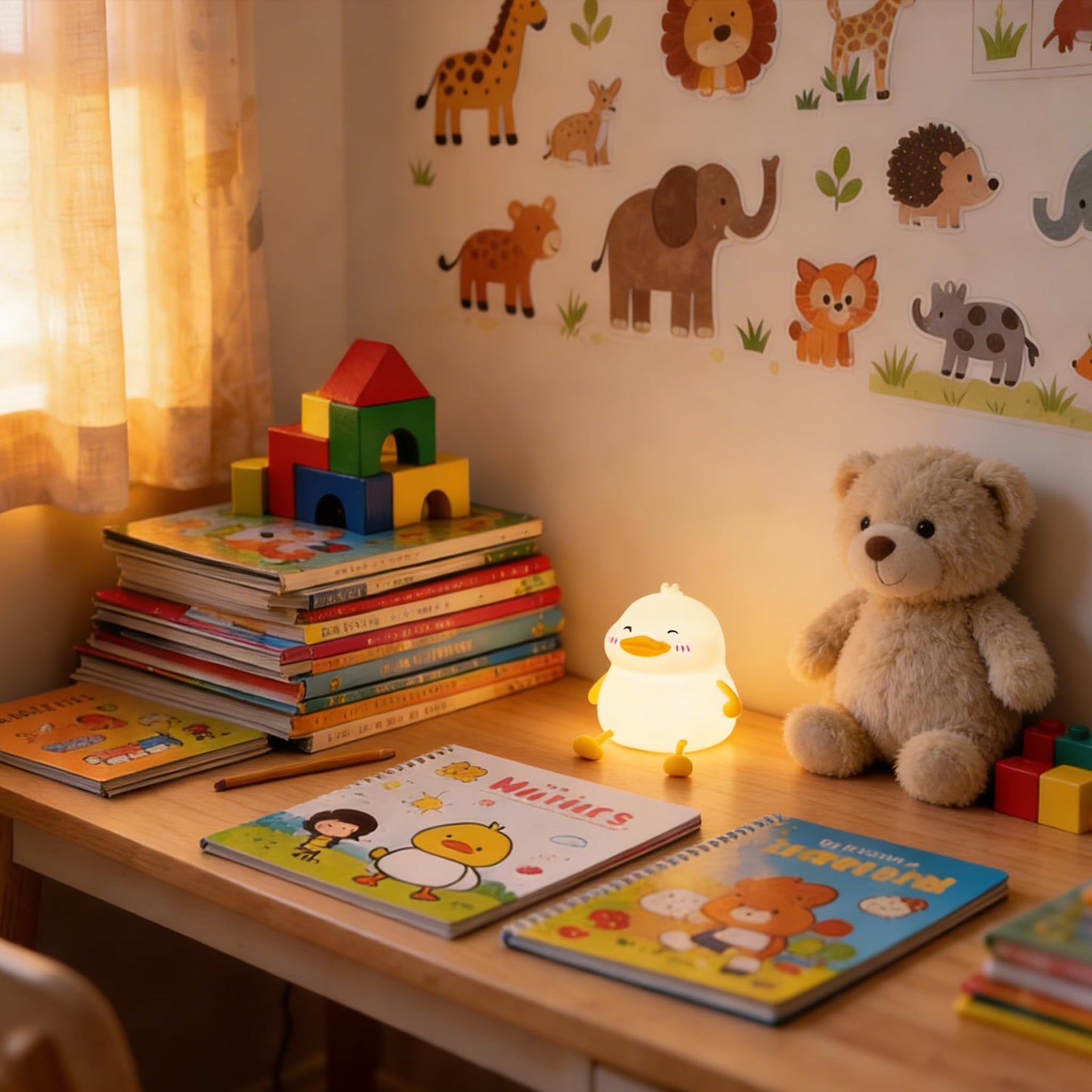 Duck Night Light for Kids, Cute Silicone Animal Nursery Lamp, 3 Level Dimmable Rechargeable LED Nightlight, BPA Free Food Grade Silicone, Eye Caring Soft Warm Light for Baby Toddler Breastfeeding