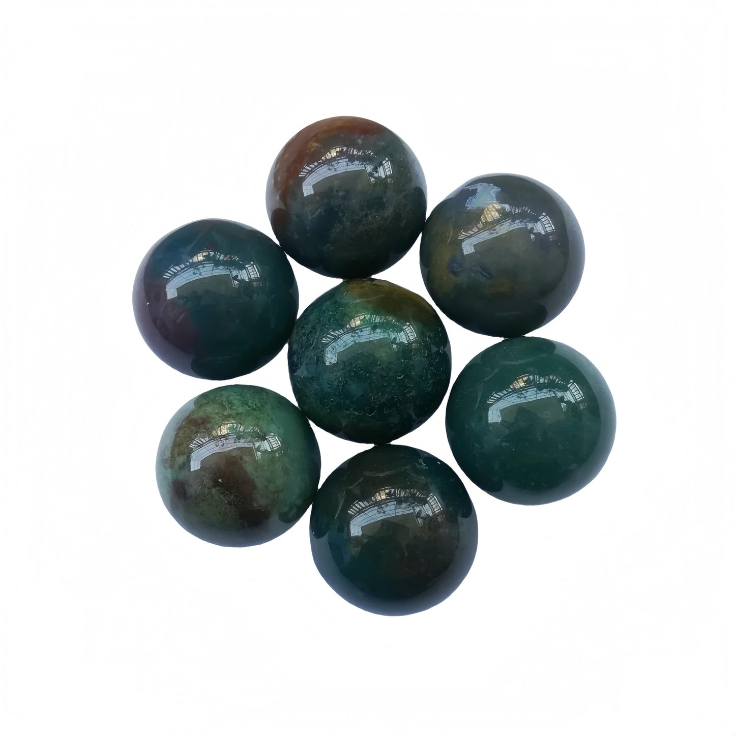 Sunshcat Natural India Agate 0.78 Inchs Crystals and Healing Stone Ball Set,Home Desktop Feng Shui Array Decoration(7 Pieces) ﻿