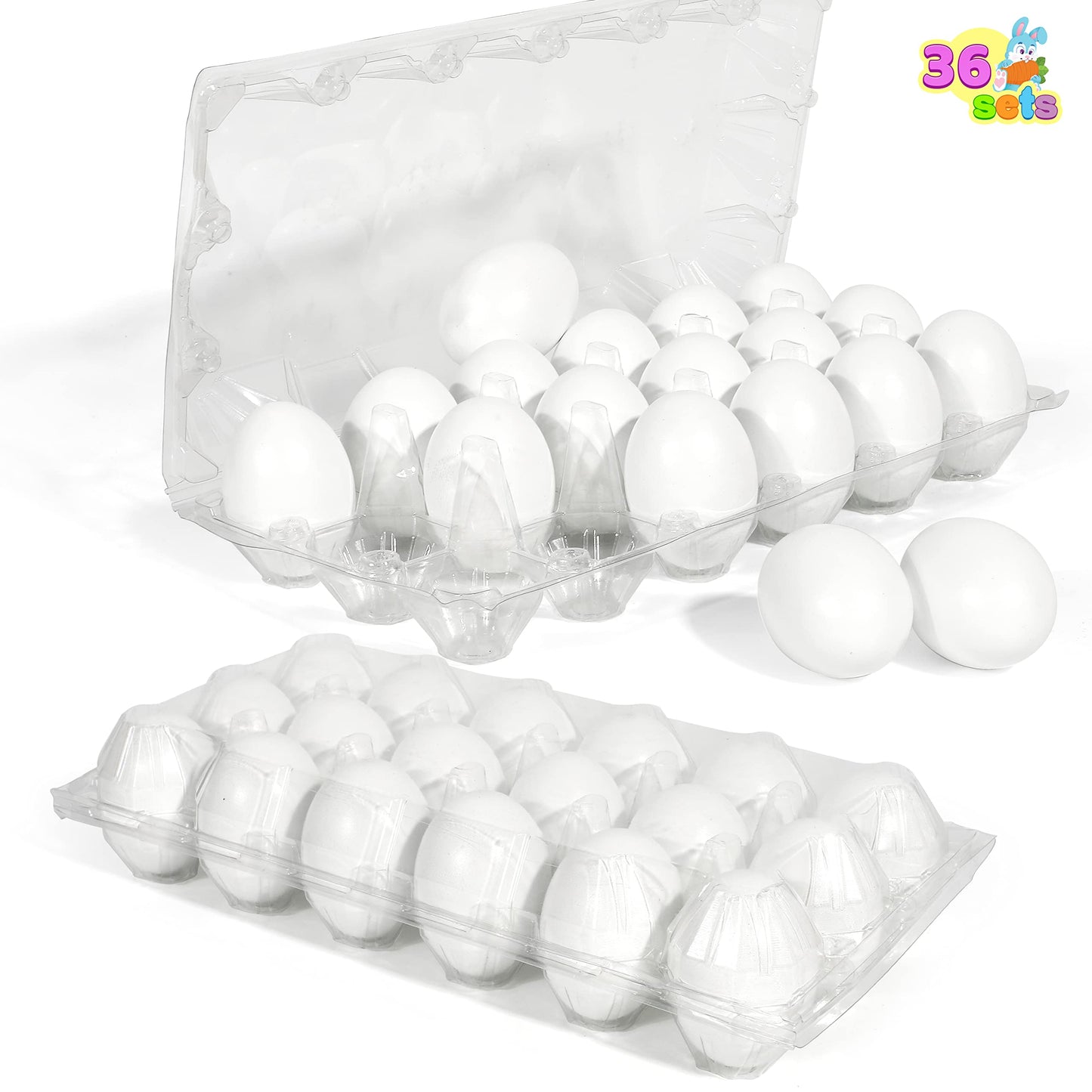 JOYIN 36 Pcs Easter White Wooden Egg, Fake Eggs Plain Decorating for DIY Paint Your Own Egg Decor, Easter Craft, Basket Stuffers, School Activities Supplies