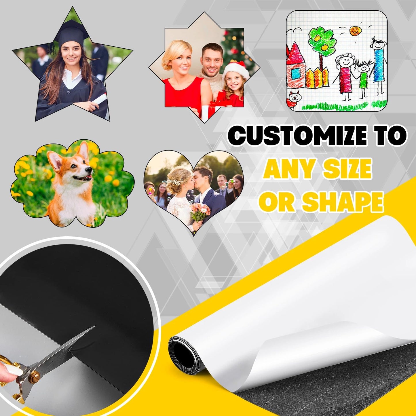Relaxweex 16 Inch x 5 ft x 40mil Extra Large Adhesive Magnetic Sheet Roll Not Printable Adhesive Backing Cut and Customize Flexible Sheets Blank White Surface Magnetic Sign for Craft Photo Craft