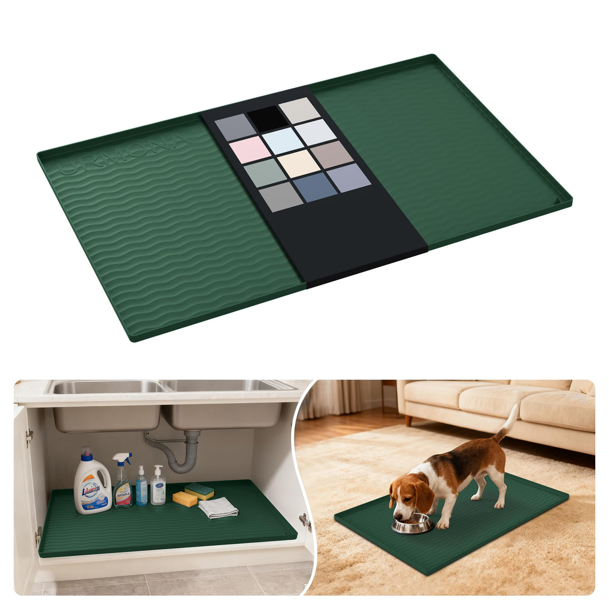 Waterproof Silicone Under Sink Mat 34'' x 22'' Shelf Liner for Kitchen and Bathroom (748 sq in)