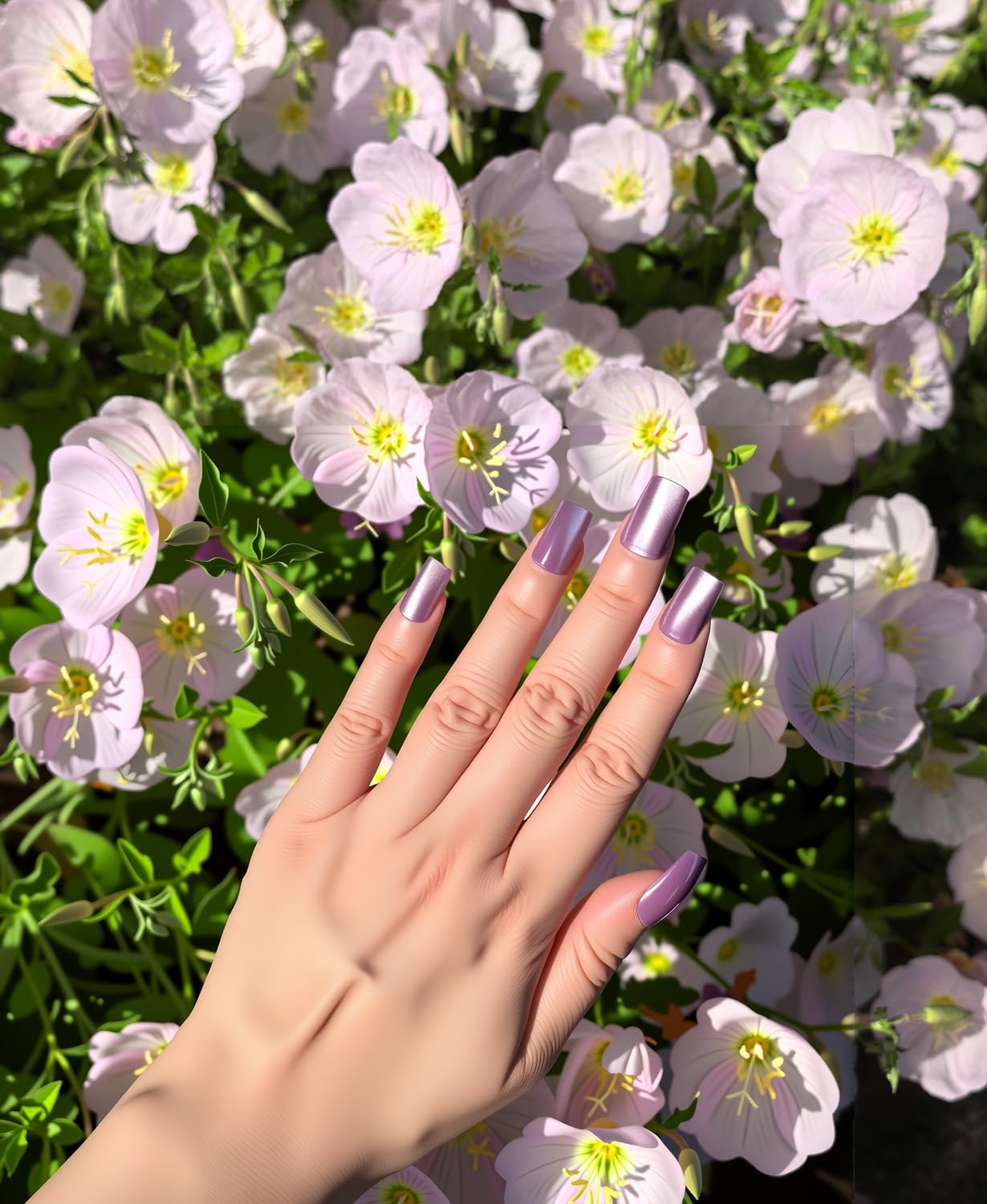 YOYfinee 24Pcs Press on Nails Medium—Short Square Fake Nails Magnetic Cat's Eye Nails. Purple(12)