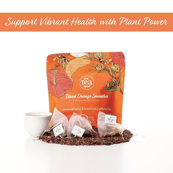 The Tea Spot Blood Orange Smoothie Herbal Tea | Blend of Rooibos Tea, Orange Peel, Hibiscus, Rosehips, Rose Petals, Safflowers, and Vanilla Flavors | Caffeine-Free 15 Tea Bags