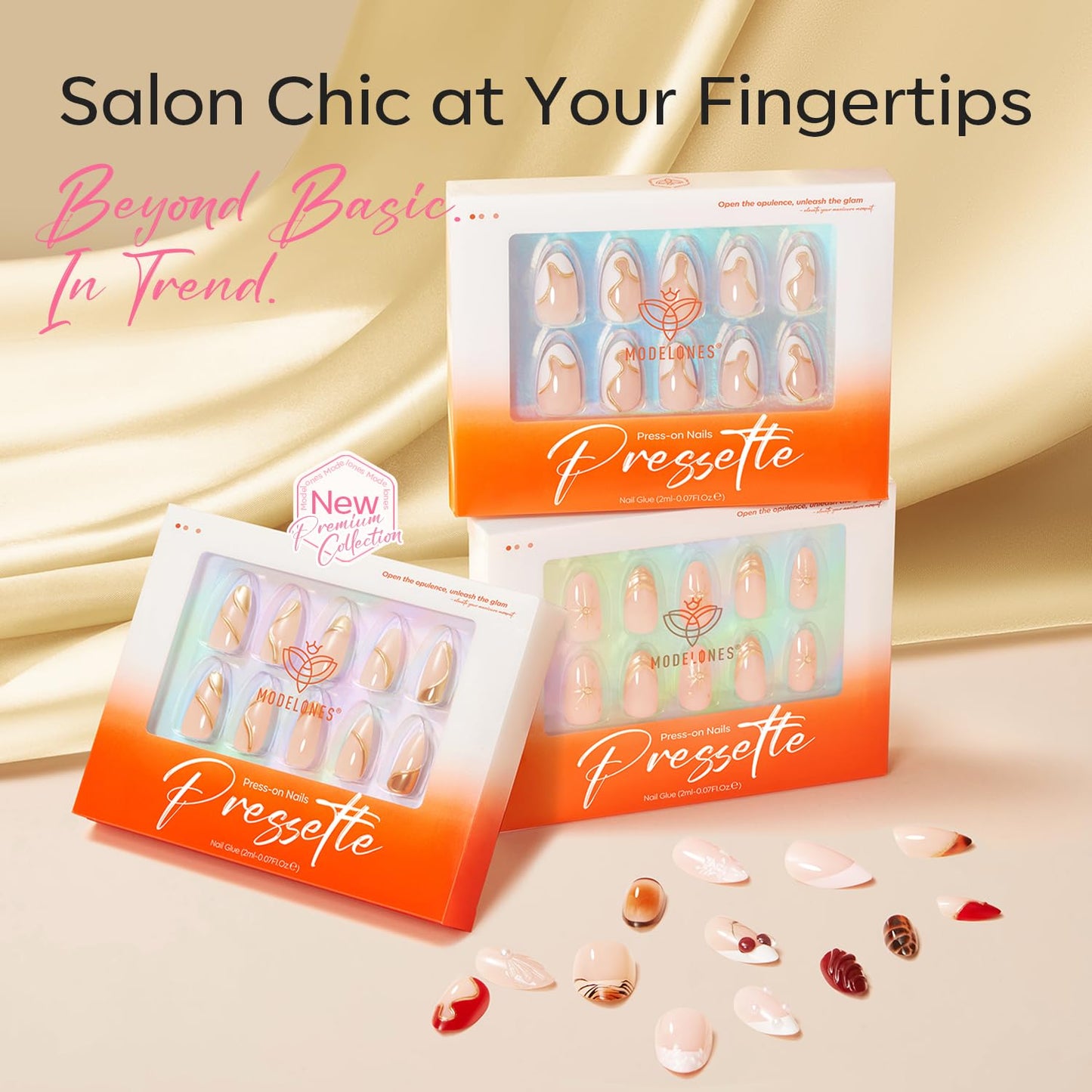 Modelones French Tip Press on Nails Almond, Short Almond Fake Nails, Semi-Transparent Soft Nail Kit with Nail Glue Adhesive Tabs Nail File, Spring Nails Press Ons 30Pcs 15 Sizes, Shell Pearl