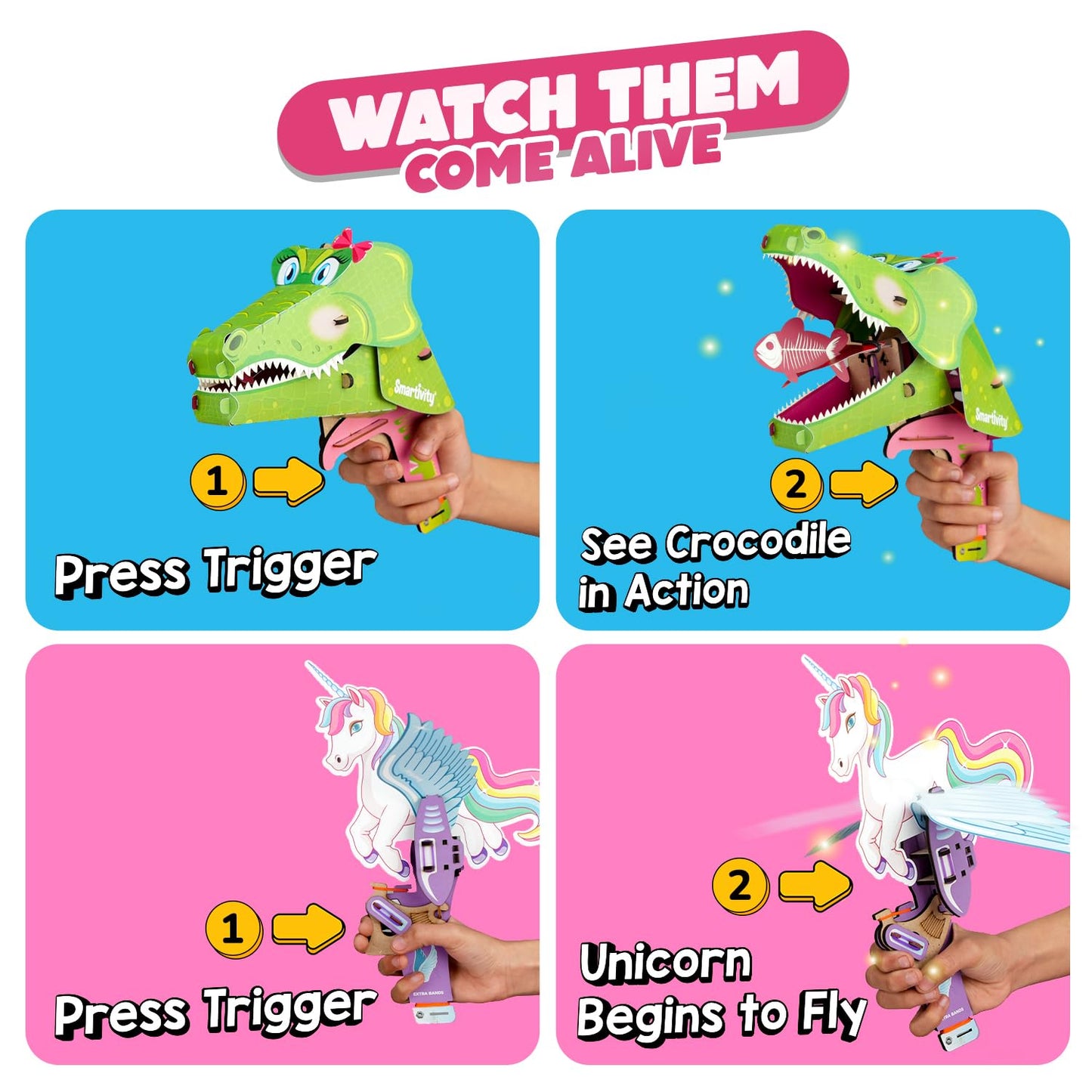 Smartivity Mech Miracles - Magical Unicorn & Cute Crocodile for Girls Ages 6,7,8,9,10,11,12 Years I DIY Craft Kit | Christmas, Birthday Gifts for Boys & Girls