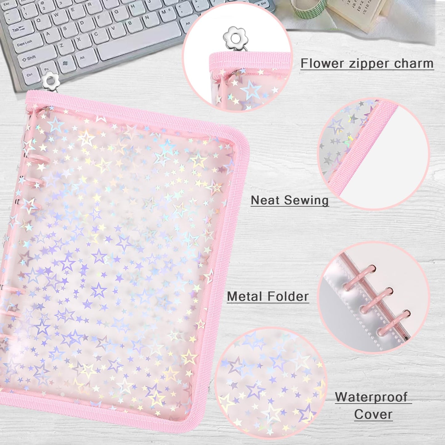 MUDOR 4 in 1 Sticker Storage Organizer, Binder with Storage Sleeves and Release Paper, Reusable Collecting Book Album Holder, A5 Blank Sticker Container Organizer