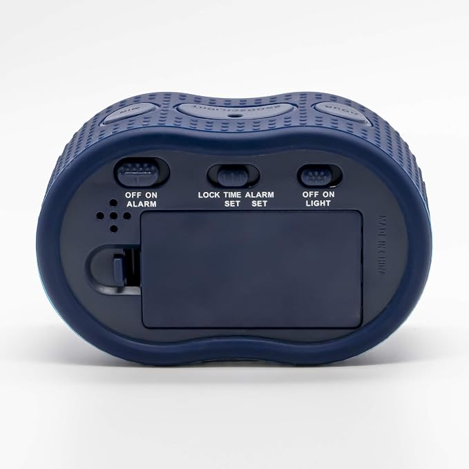 Timelink Smartlight Rubber Alarm Clock with Automatic Night Light and Large Display ?€? Easy-to-Use Digital Alarm with Snooze, Soft Rubber Case, Battery Operated, for Kids and Adults (Blue)
