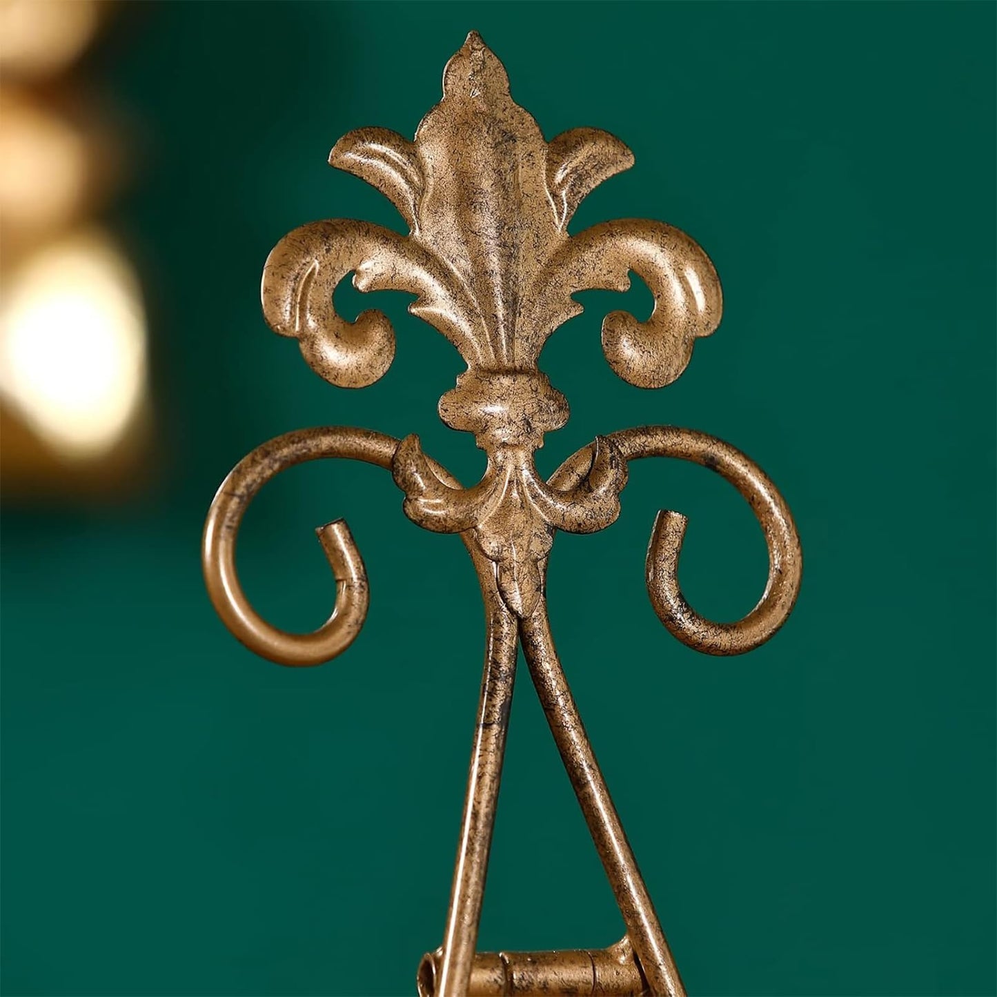 Wenbery 13.8" H Fleur-de-Lis Easel Stand,Metal Book Stand, Plate Holder Display Stand, Picture Frame Stand, Home Decor (Bronze)