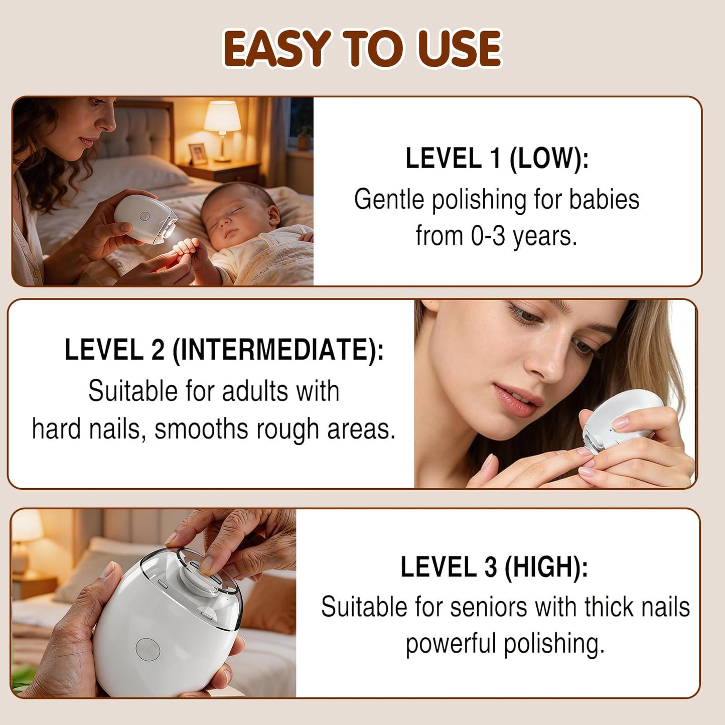 Electric Nail Clipper Automatic Nail Clipper Universal Automatic Fingernail Grinder with Built-in LED Light 3-Speed Cordless Nail Grinder Cutter Trimming Ideal for Seniors, Kids and Adults