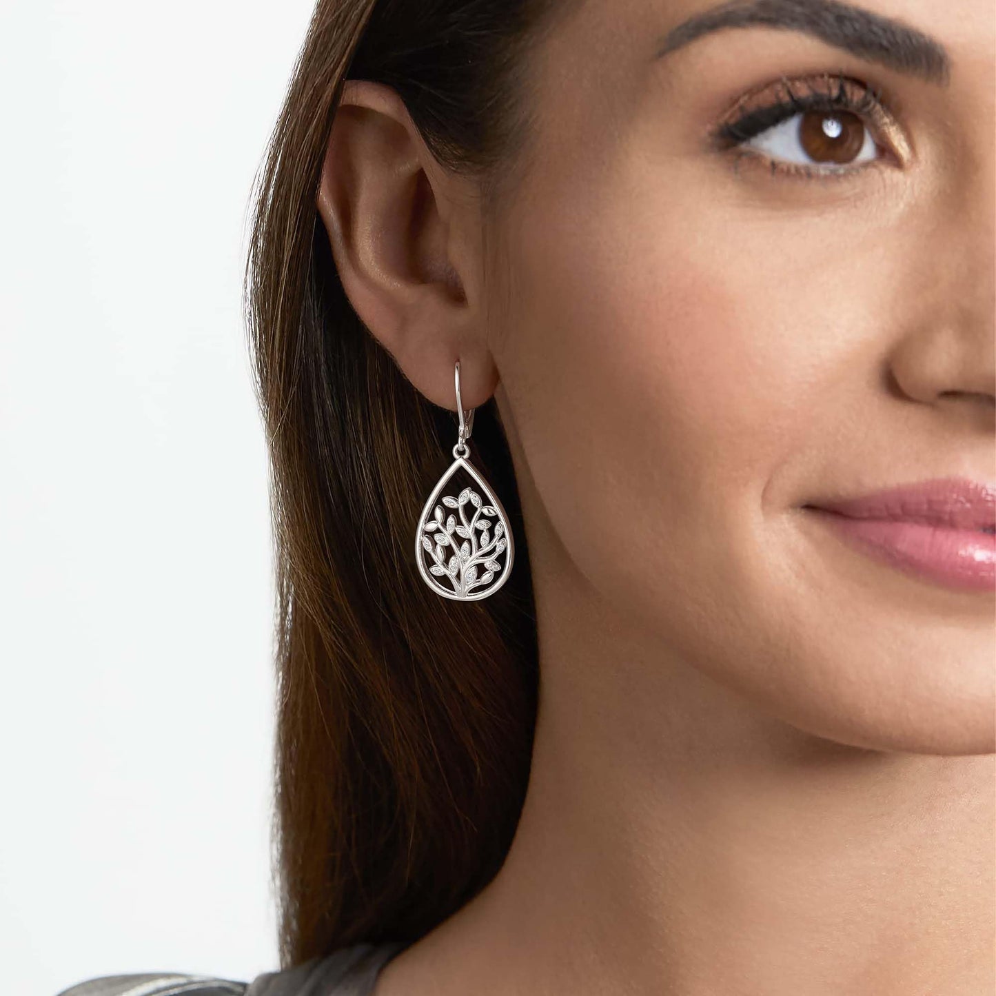 Sterling Silver dangle Earrings for Women Trendy Filigree Teardrop Earrings Lever back Hook Dangle Drop Earring for Gifts (Grass-S)