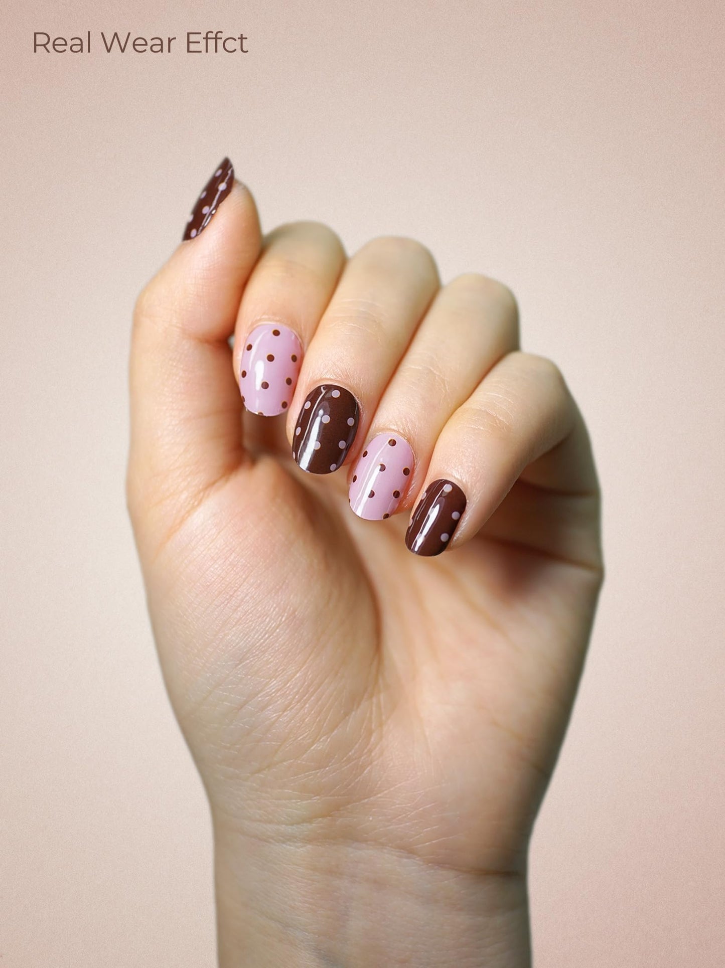 Beaolata Real Gel Nail Strips (No UV Light Needed) - 44Pcs Salon Quality Nail Stickers - Long Lasting Polish Wraps for Women, Easy Apply & Remove (Pink Cocoa Pop)
