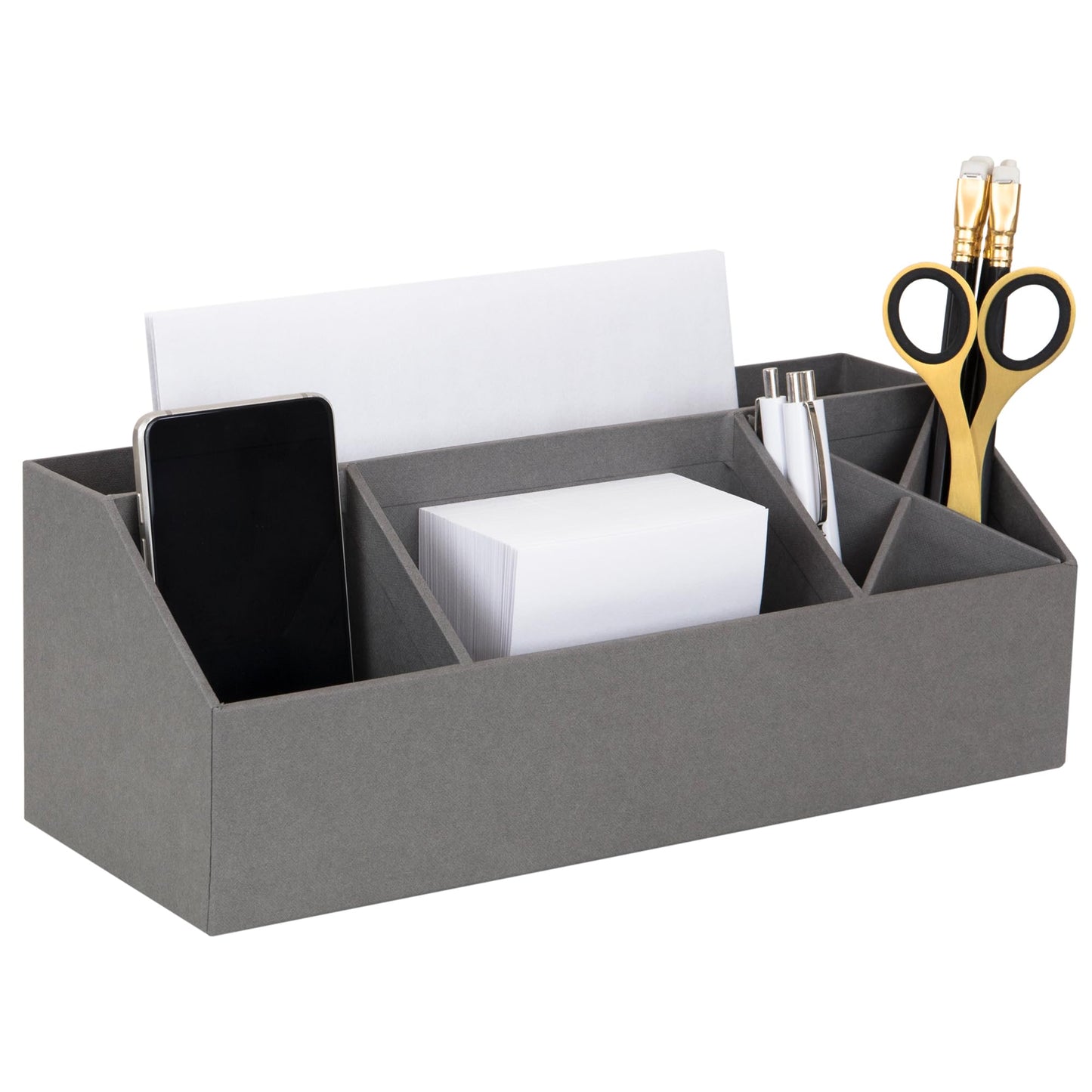 Bigso Elisa Desktop Organizer, Durable Office Desk Organizer for Office Supplies and Accessories, Desk Organizer with 7 Compartments for Customizable Organization,13.1”x4.9”x4.9”, Grey