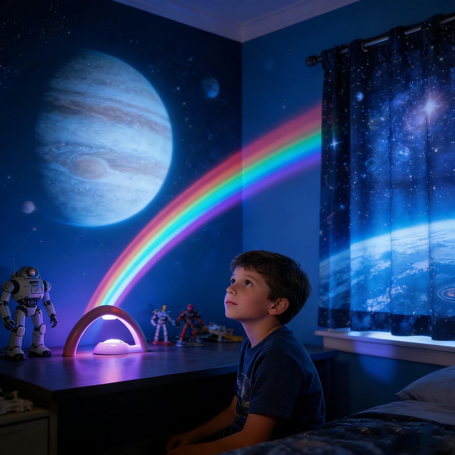Rainbow Led Lights - USB Power Supply Rainbow Projector Signs Wall Decor, Rainbow Night Light for Girls Room Kids Gifts