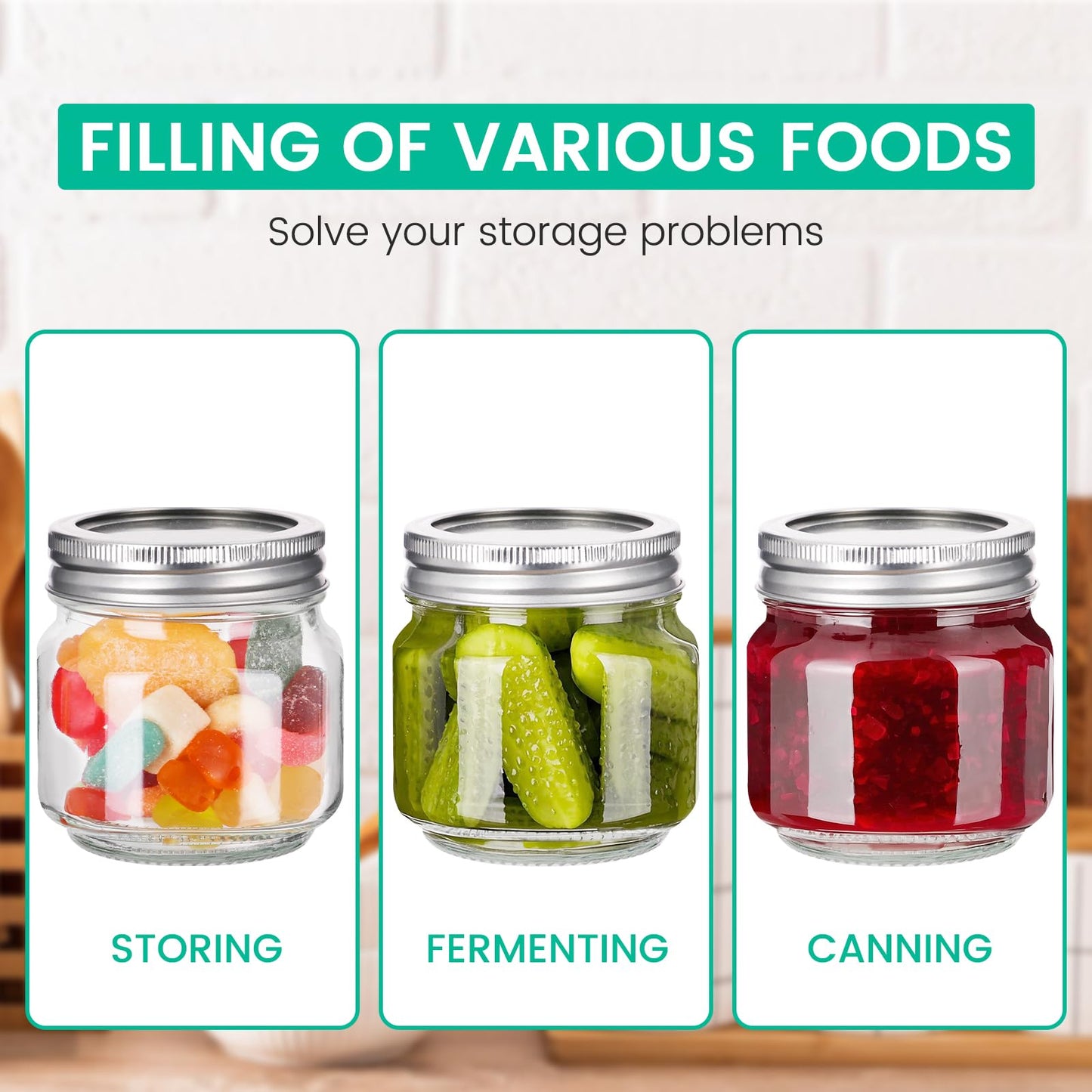 CAKKVDE 30 Pack 8 oz Mason Jars with Airtight Lids Regular Mouth 8 oz Glass Mason Jars for Crafts, Meal Prep, Canning Jars for Food Storage, Fruit Storage, Craft Jars, Candle Jars