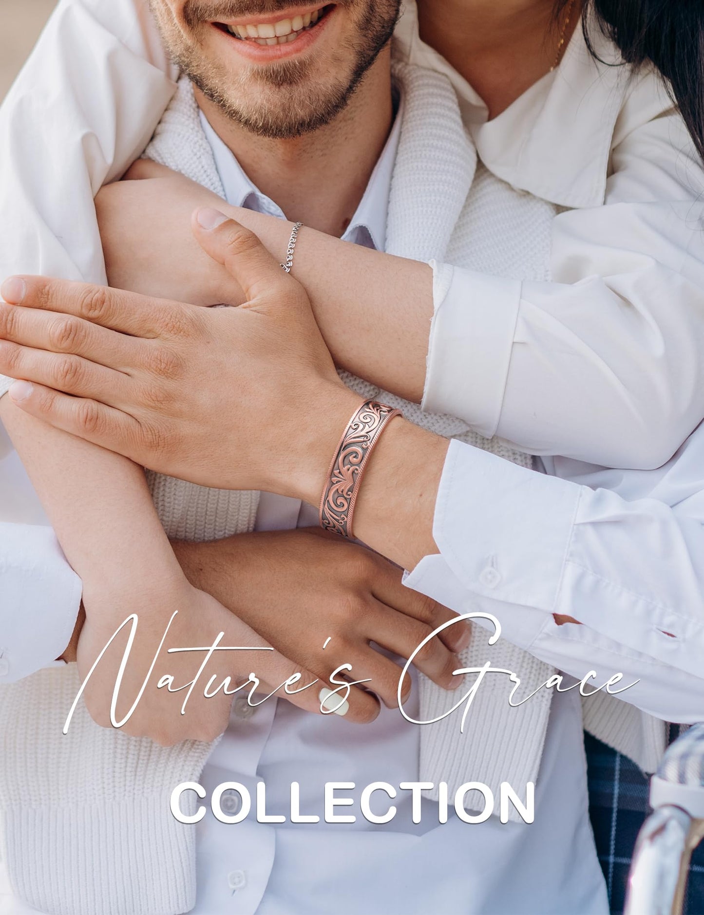 Feraco Copper Magnetic Bracelets for Men Women with Magnets, Tree of Life Pattern, 99.99% Pure Solid Copper Cuff Bangle, Health Jewelry Gift (Acanthus)