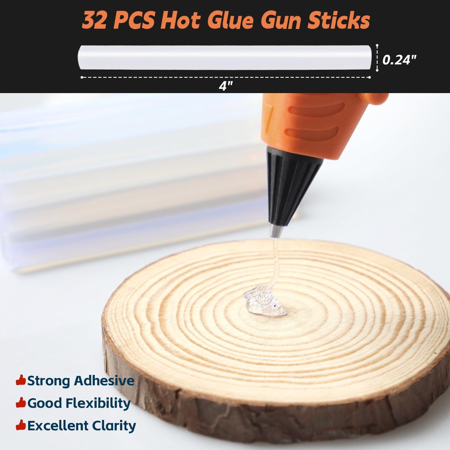 Hot Glue Gun Dual Temp with 32 Glue Sticks, Quick Preheat Hot Glue Gun, Two Temperatures for DIY, School Craft and Home Repairs (Orange)