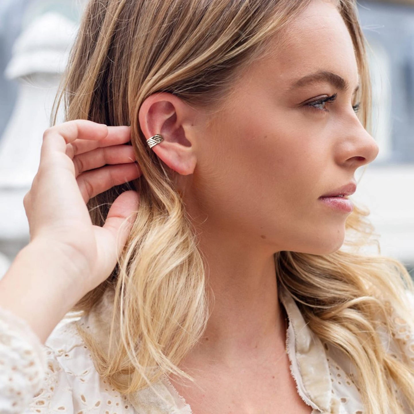 Thick Ear Cuffs 925 Sterling Silver Oxidised Ear Cuffs Set Non Piercing Conch Clip on Earrings for Women