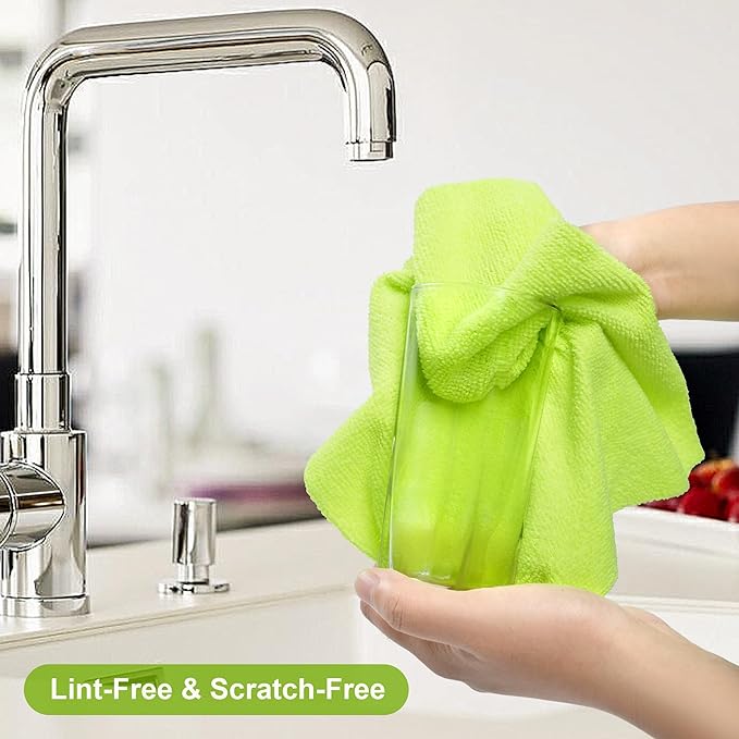 LIVOS Microfiber Cleaning Cloth Roll - 80 Pack, Reusable Paper Towels Green Tear Away, Microfiber Towels for Car, Super Absorbent Lint Free Cleaning Rags for House, Kitchen, Window-11.5"x11.5"