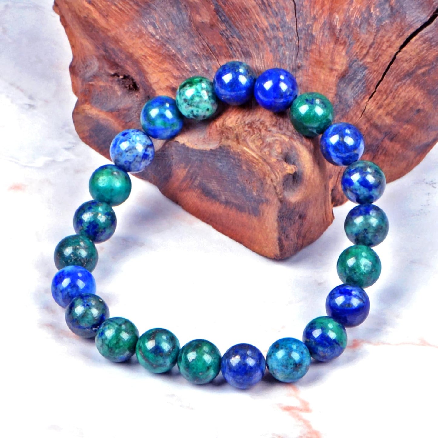 AD Beads Natural Gemstone Round Beads Stretch Bracelet Healing Reiki 8mm (Lapis Chrysocolla)