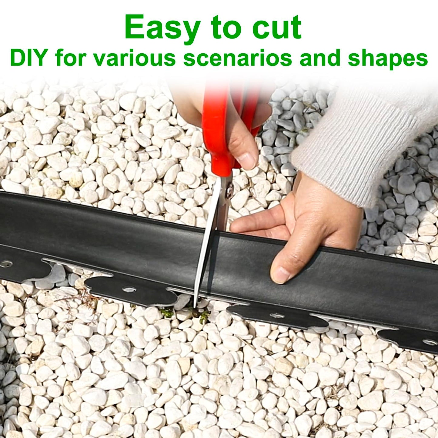 JERIA 2 Inch Tall 100 FT Garden Edging Kit with 120pcs Spikes, Plastic Edging for Landscaping
