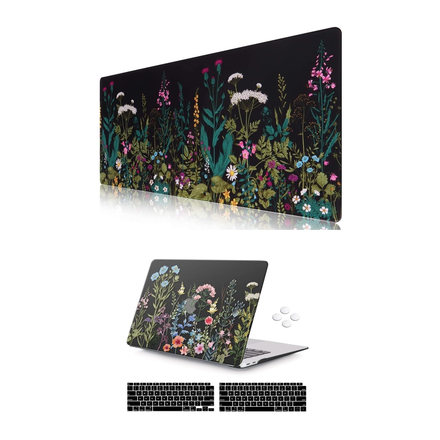 iCasso Compatible with MacBook Air 13 Inch Case 2021-2018 Release A2337 M1/ A1932/A2179,Extended Gaming Mouse Pad (35.4x15.7 in), Desk Mat, Large Stable Rubber Base Mousepad with Stitched Edge, Weed