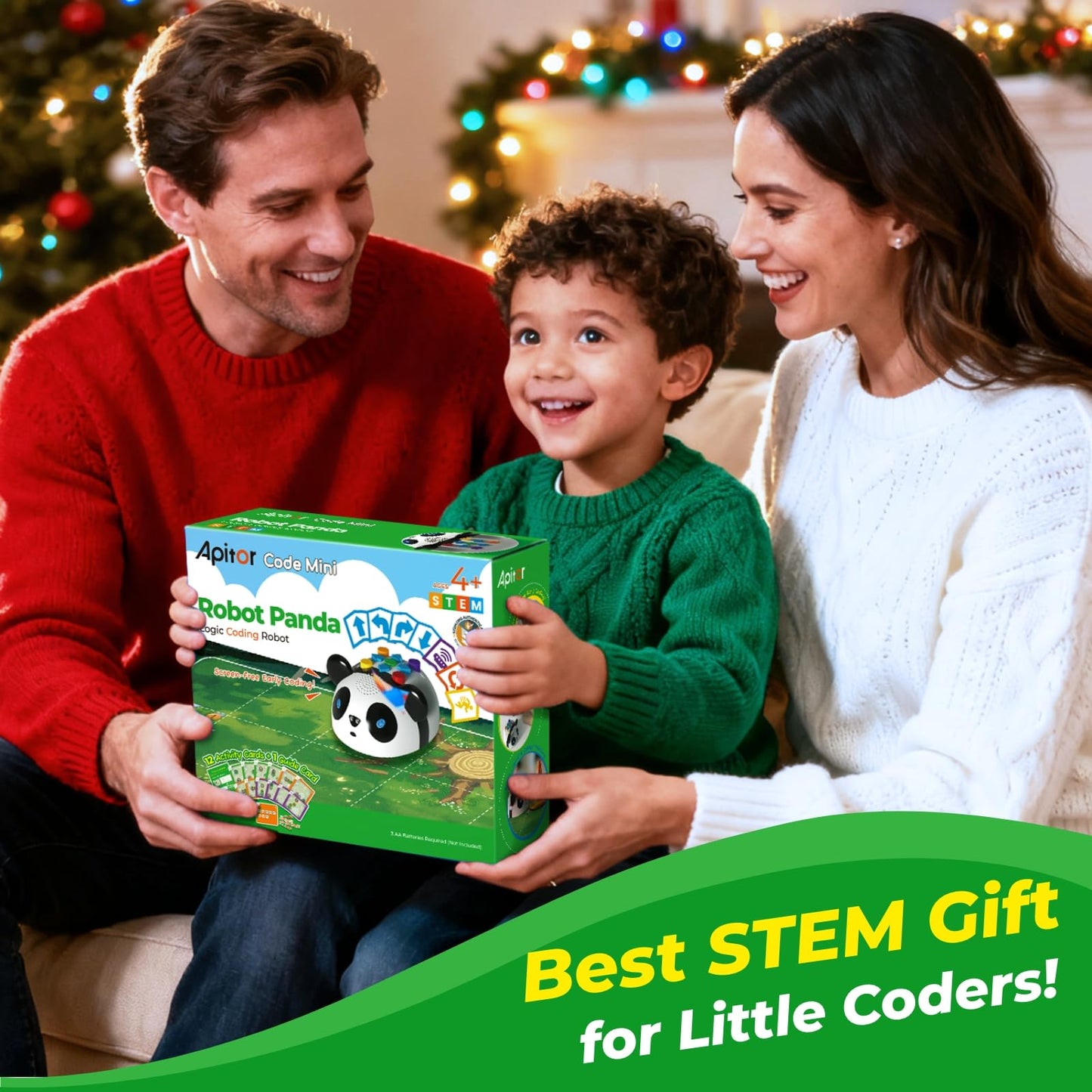 Apitor Robot Panda Coding Robot Activity Set - 48 Pieces, Screen-Free STEM Learning Toy with Smart Sensing & Loops, Educational Programming Gift for Kids Ages 4-5