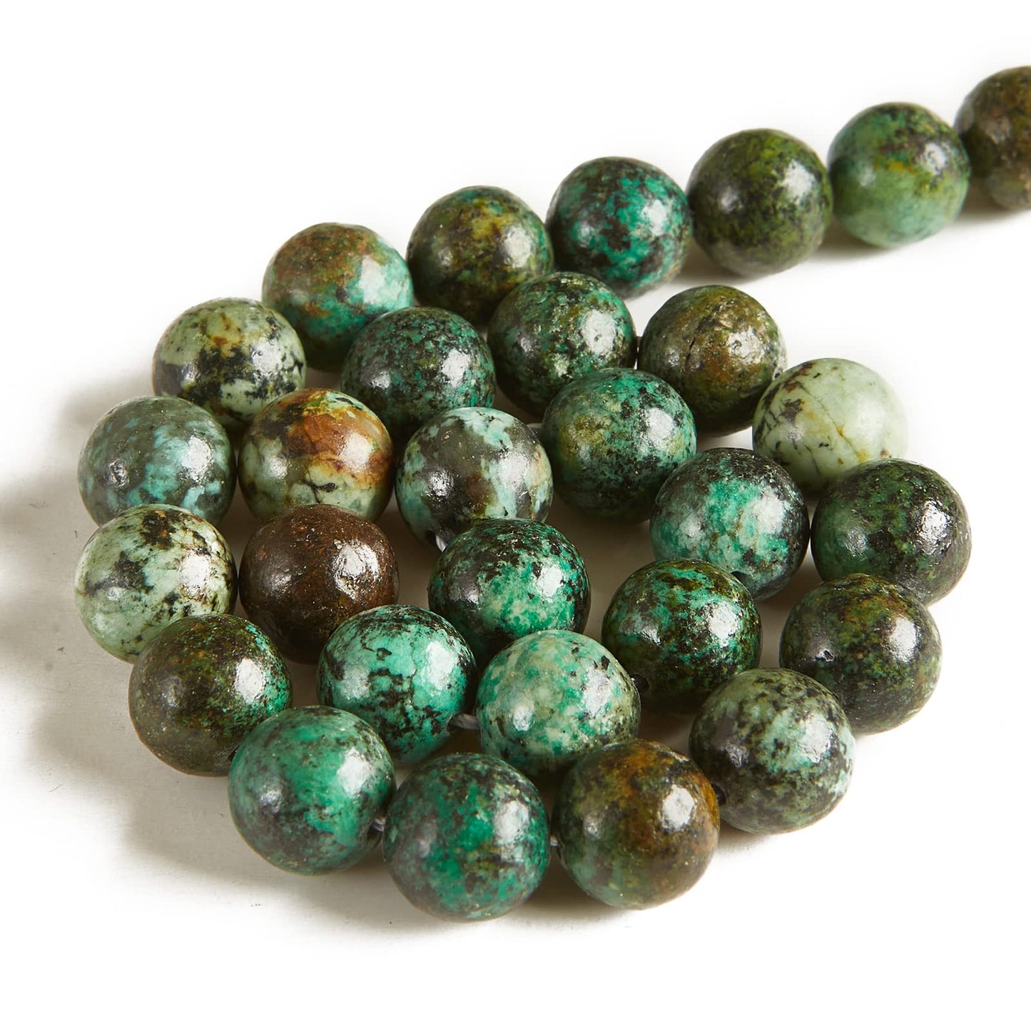 60pcs 6mm African Turquoise Beads Natural Gemstone Beads Round Loose Beads for Jewelry Making