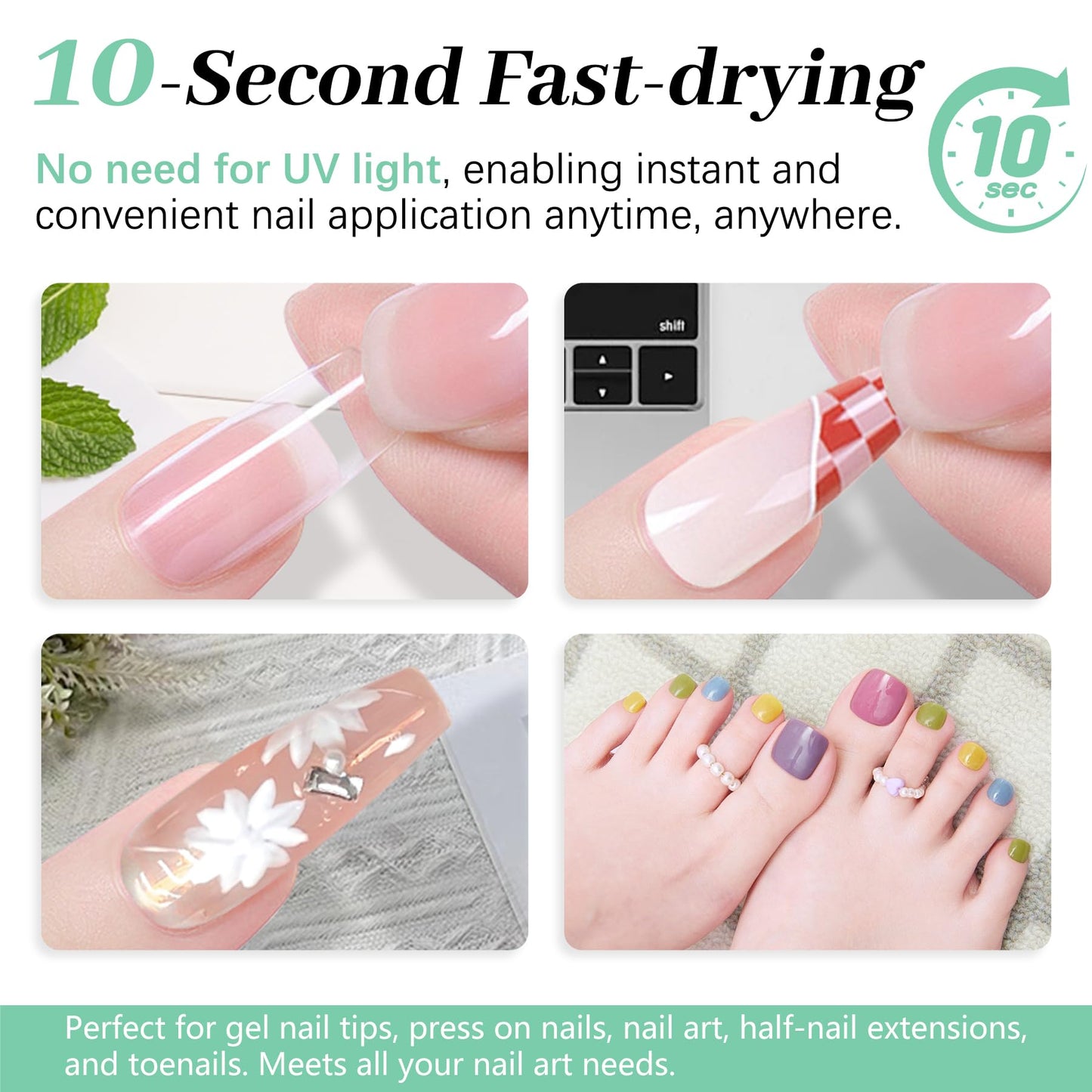 Leykosh Nail Glue for Press Ons 10g & 2*5ml Nail Glue Remover Pens, 10s Quick Dry Semi Solid Glue on Nails No Lamp Needed, 28+ Days Strong Hold, Damage Free Easy Off, Not for Gel Polish or UV Curing