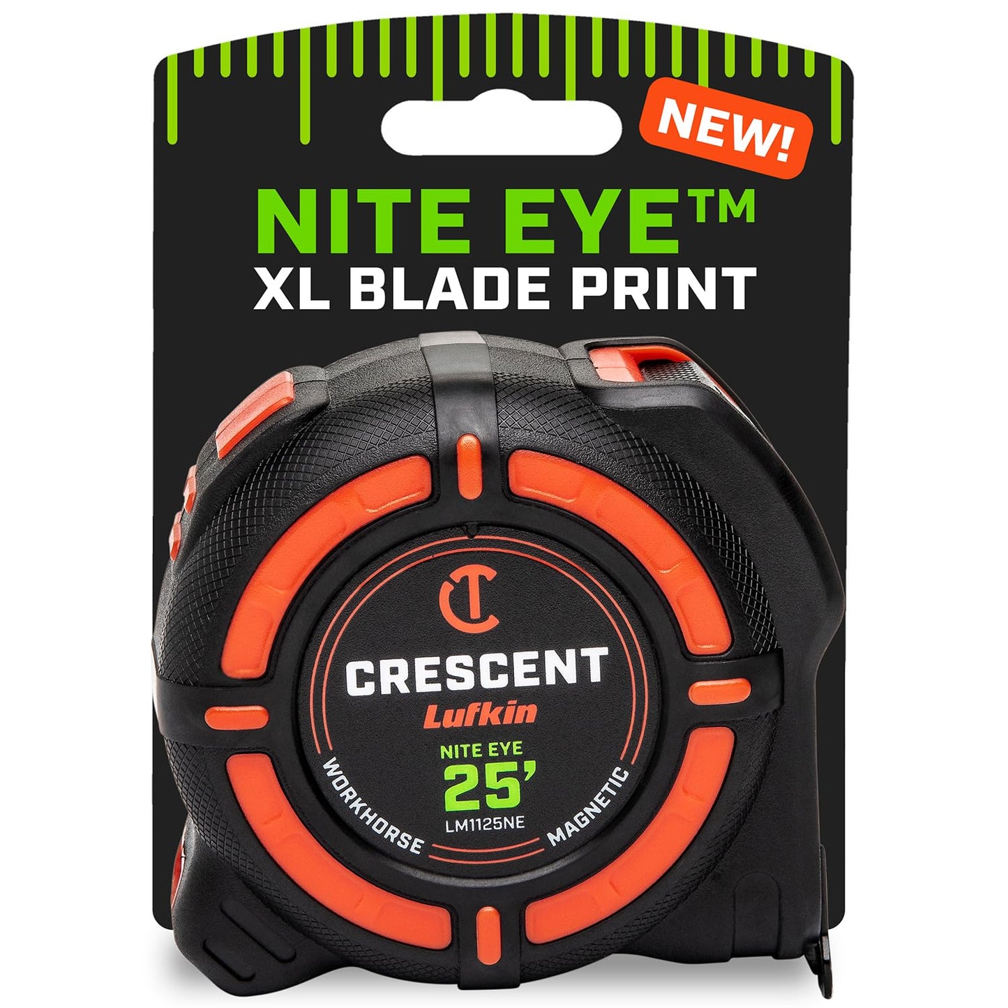 Crescent Lufkin 25 Ft. WORKHORSE NITE EYE Magnetic Tape Measure | LM1125NE