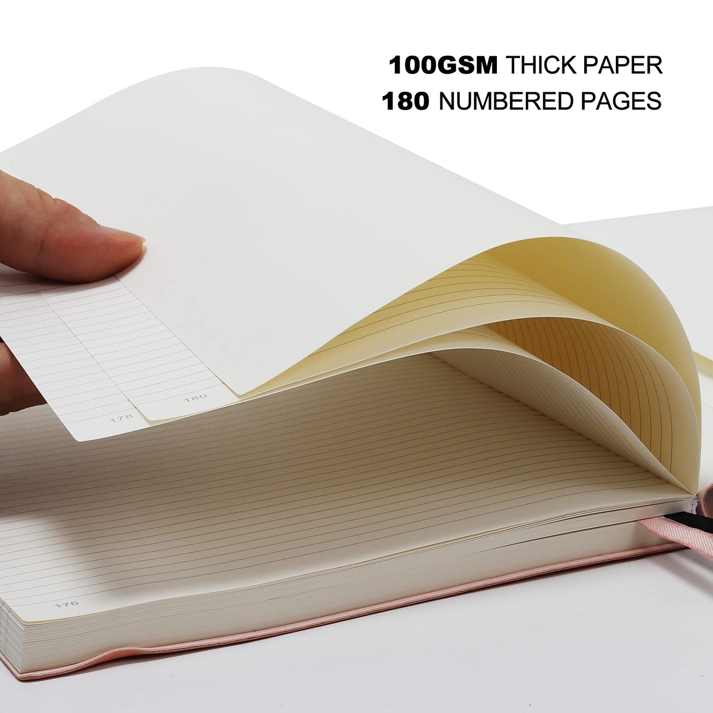 Wiisdatek B5 College Ruled Notebooks - 2 Pack B5 Large Journal Notebooks with 376 Numbered Pages,100gsm Thick Lined Paper,Soft PU Leather Cover,7.6 X 10 inch(PINK)