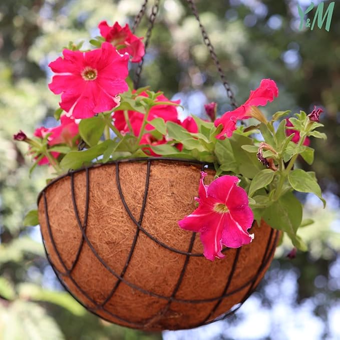 Y&M 2pcs 18“ Round Coconut Fiber Liner, 18'' Coco Liner Pre-Formed Replacement for Wall Hanging Planter Basket