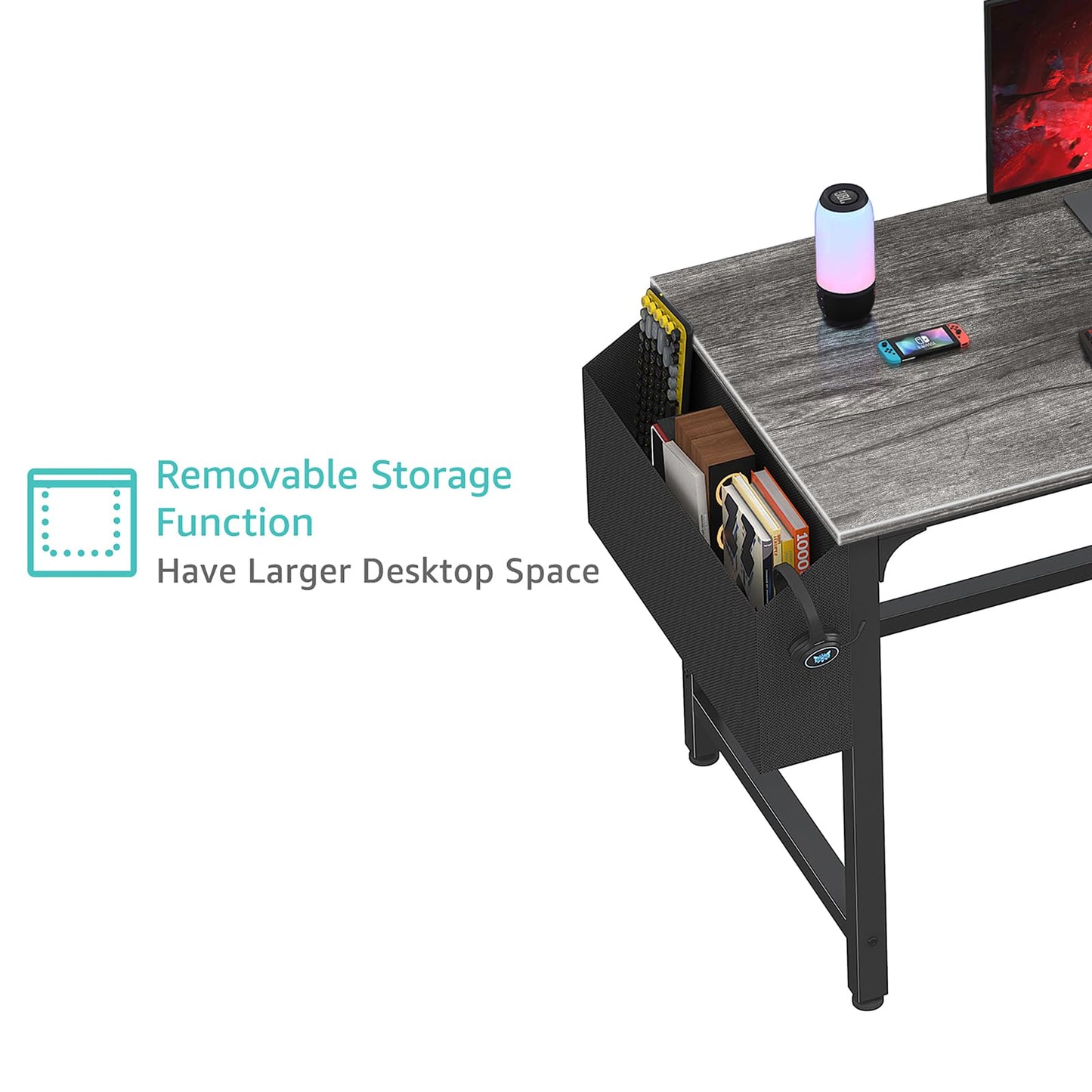 Lufeiya Computer Desk with File Drawers Cabinet, 47 Inch Home Office Desks with Filing Cabinet for Small Space, Gaming Study Writing Table PC Desks, Gray