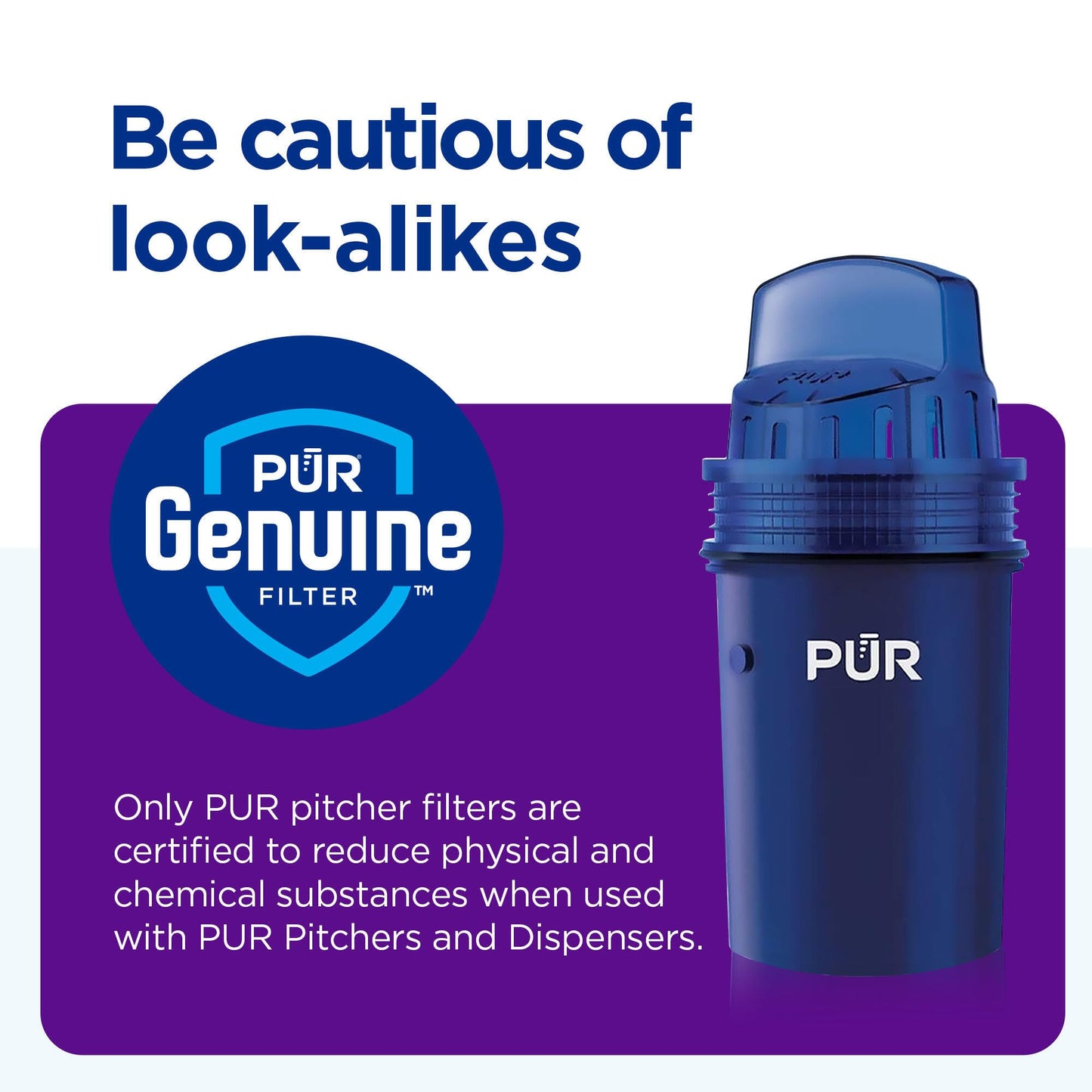 PUR Water Pitcher & Dispenser Replacement Filter 4-Pack, Genuine PUR Water Filter, 2-in-1 Powerful and Faster Filtration, 8-Month Value, Blue (PPF900Z4)