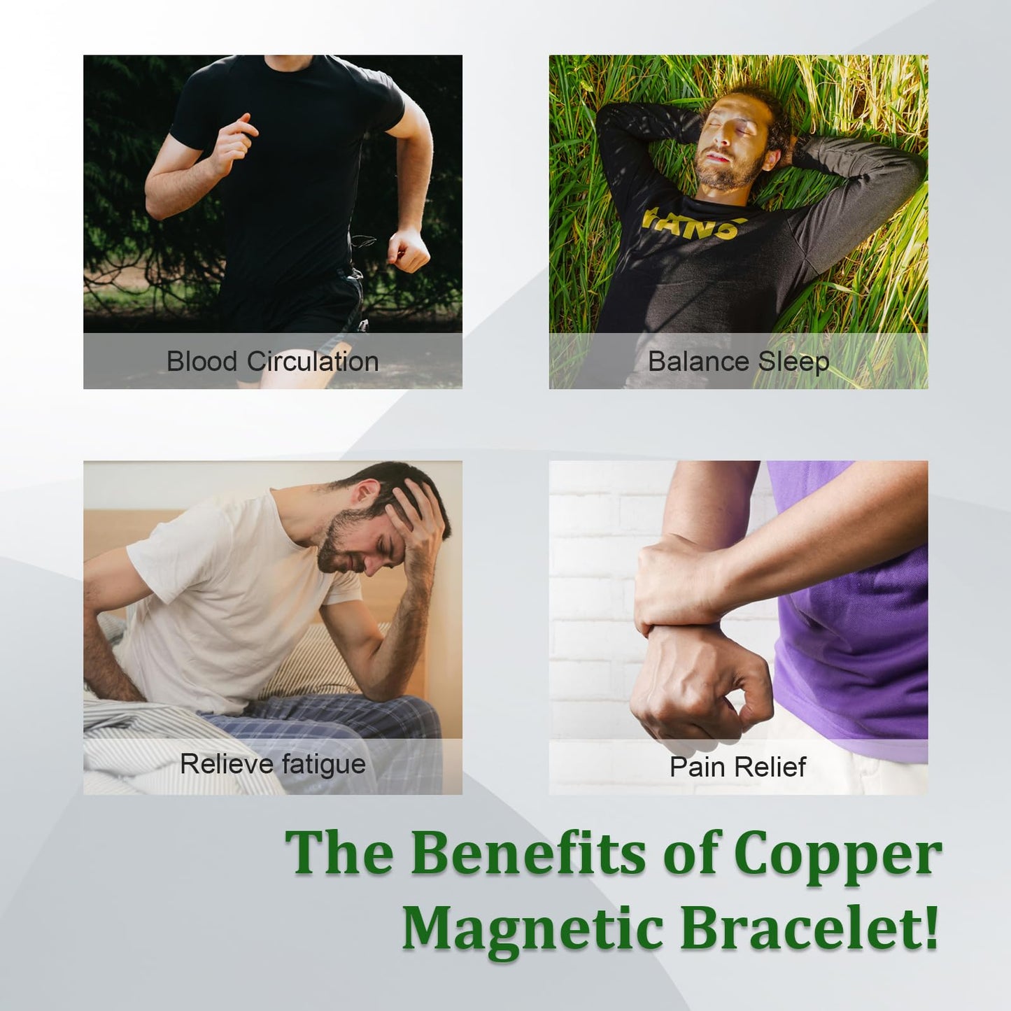 Fashtour 3 Copper Rings for Men, 99.99% Solid Pure Copper, 3pcs 3500 Gauss #9 Rings Vintage Pattern Adjustable Cuff Ring