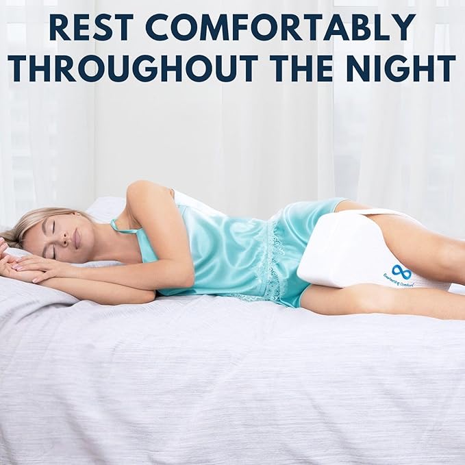 Everlasting Comfort Memory Foam Leg & Knee Pillow for Side Sleepers - FSA/HSA Eligible Sciatica Pain Relief Leg Pillow for Side Sleeping - Adjustable Strap