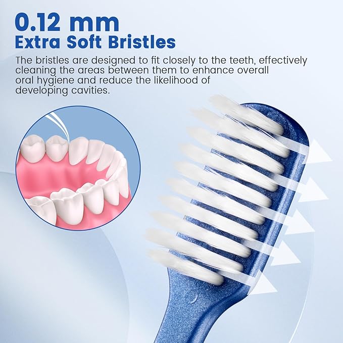 Fregum 8811W Extra Soft Toothbrushes for Adults, Periodontist Design Tapered Bristles for Sensitive Teeth and Receding Gums, 6 Count