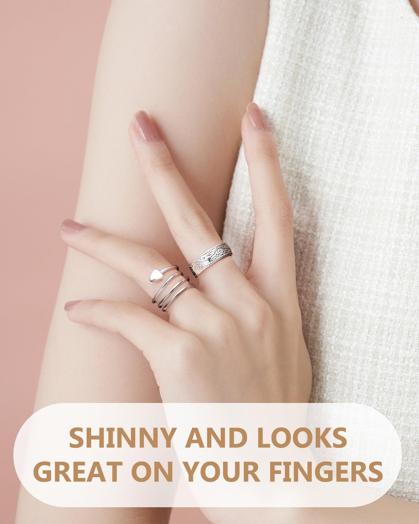 Feraco 2PCS Copper Rings for Women,Magnetic Thumb Ring with Magnets,Lymphatic Jewelry Gifts for Womens