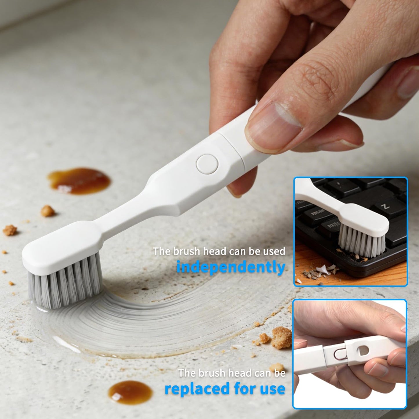 Small Scrub Brush, Hard Bristle Crevice Cleaning Brush Set with 6Pcs Brush Heads & 2Pcs Handles, Multifunctional Grout Scrubber Tools for Kitchen, Bathroom, Sink, Corner, Mug and Blender