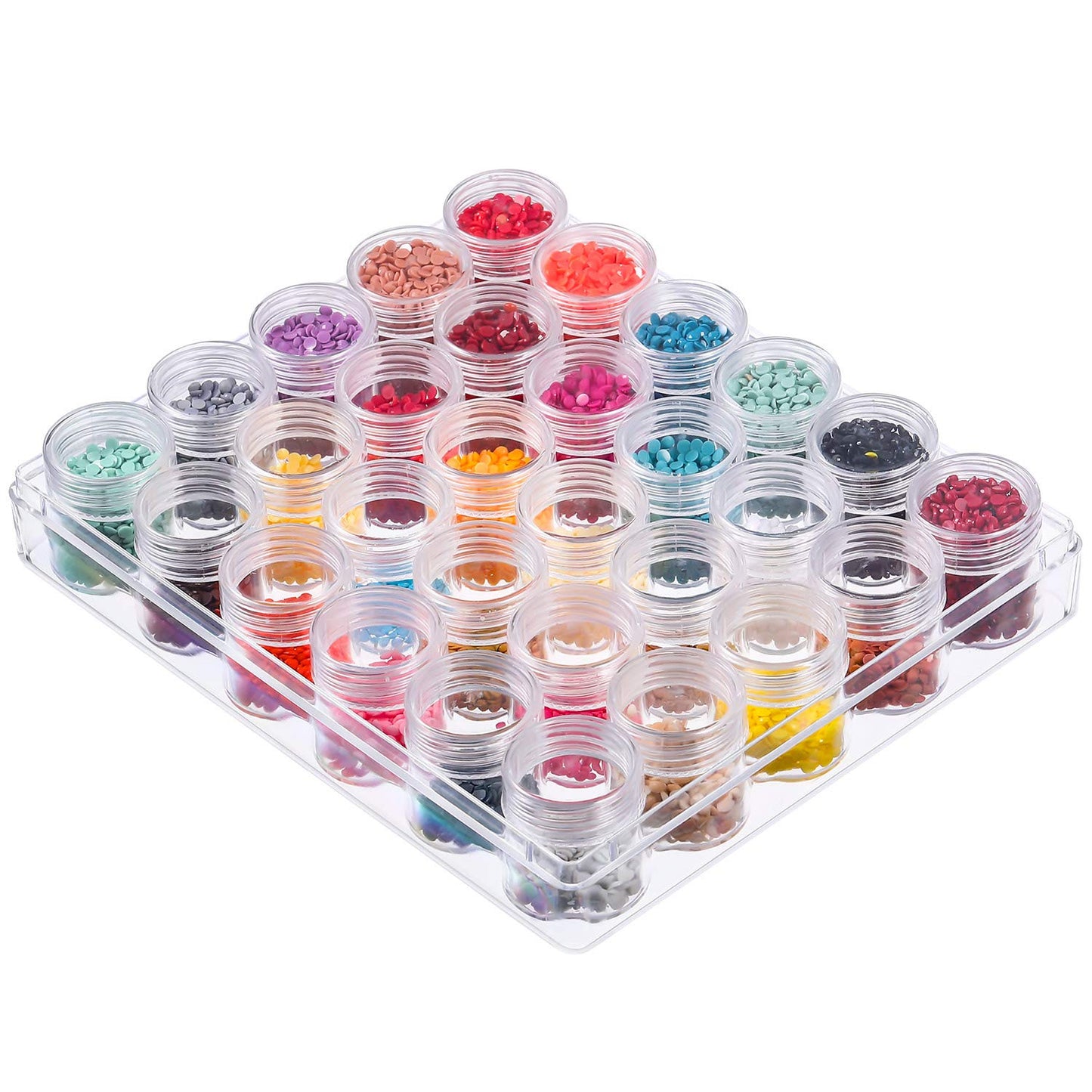 Blulu 30 Grids Bead Organizer Bead Containers Diamond Art Painting Storage with Lid Clear Plastic Small Storage Jars Diamond Painting Accessory Box for DIY Craft Jewelry Seeds(1.15 x 1 Inch)