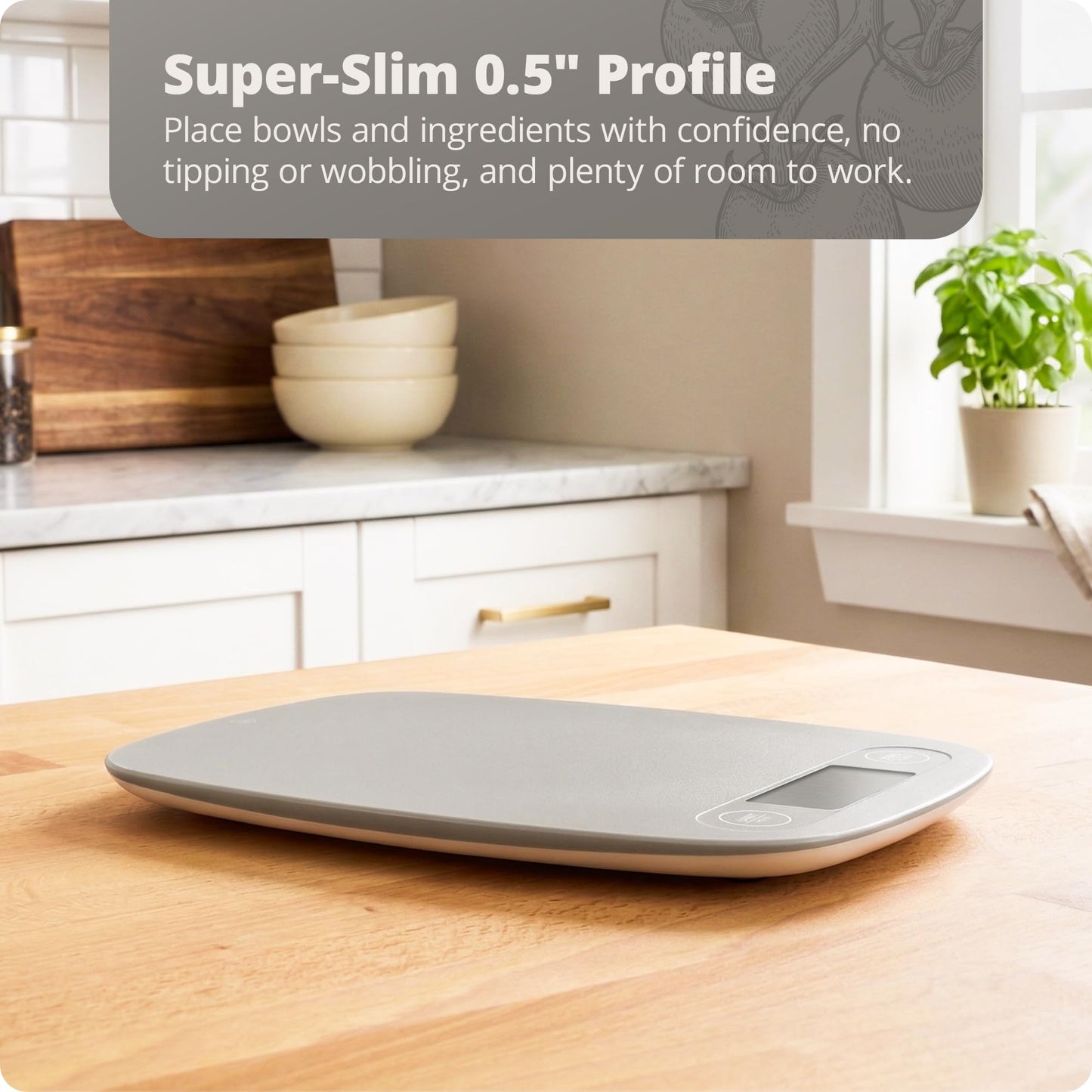 Greater Goods Food Scale - Digital Kitchen Scale, 1g Precision, Easy-Tare & Quick Conversion, Slim Compact Design, Durable & Portable | Ideal for Cooking, Baking & Meal Prep